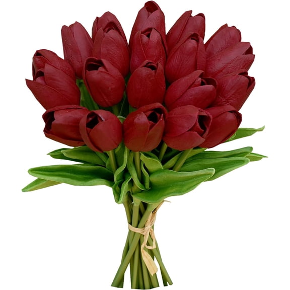 10pcs Hot Pink Artificial Tulip Silk Fake Flowers Fuchsia Flowers 13.5" for Mother's Day Easter Valentine’s Day Gifts in Bulk Home Kitchen Wedding Decorations