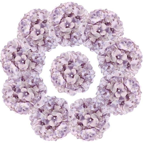 10pcs Hydrangea Artificial Flowers Ivory White Fake Hydrangea Silk Flowers Heads with Stems Faux Flowers Centerpiece Table Decorations for DIY Wedding Baby Shower Party Shop Home (Ivory)