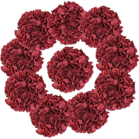 10pcs Hydrangea Artificial Flowers Ivory White Fake Hydrangea Silk Flowers Heads with Stems Faux Flowers Centerpiece Table Decorations for DIY Wedding Baby Shower Party Shop Home (Ivory)