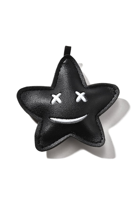 10pcs Imitation Leather Pendants Star Black 83.5x81x22.5mm Hole: 7x2mm