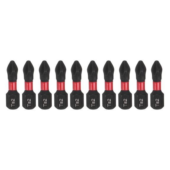 10pcs Impact Phillips Screwdriver Bit PH2 (#2) Anti Slip Tip 1/4" Hex Shank 1" (25mm) Long Magnetic Cross Screw Driver Industrial Power Drill Bits for Remove Fastening Screws