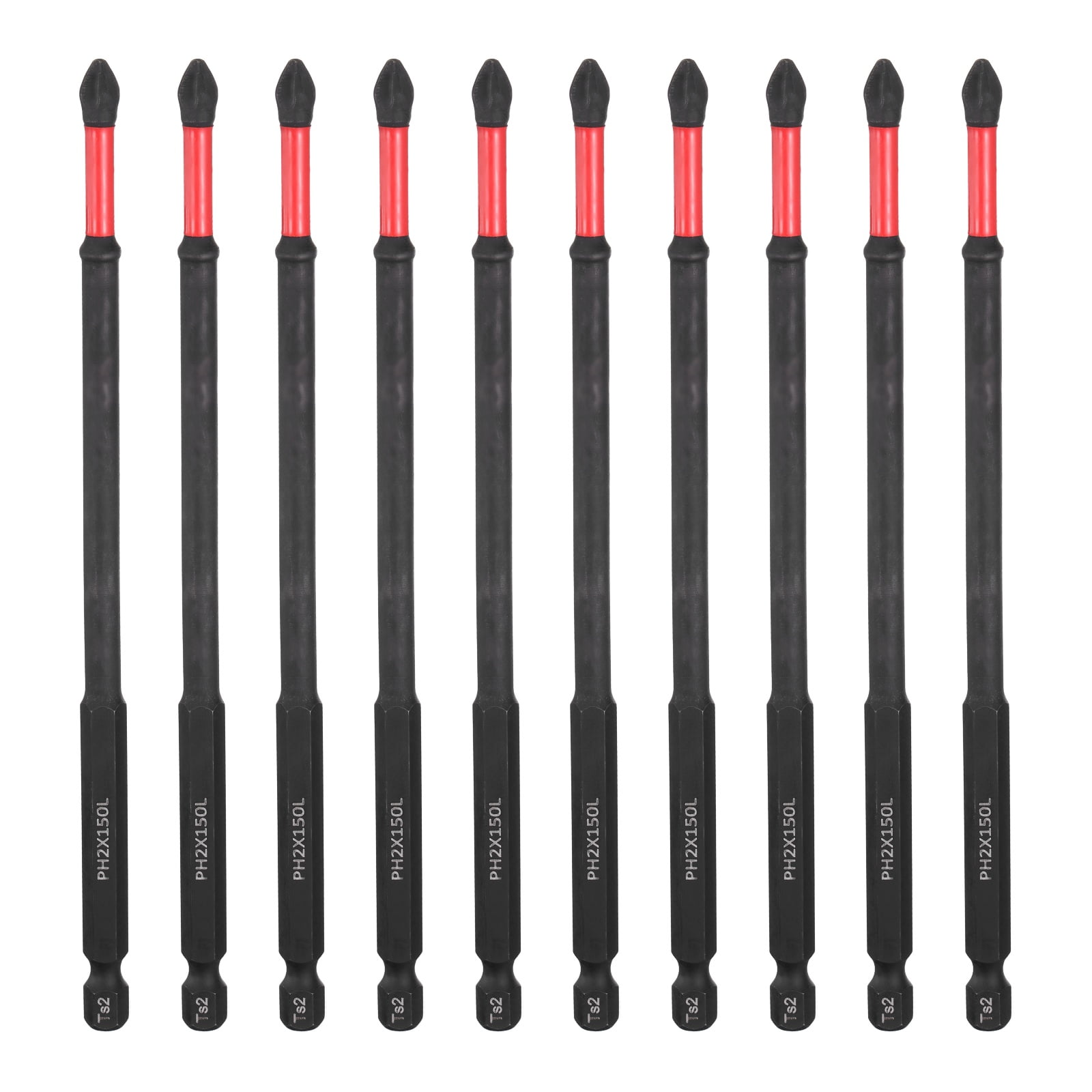 10pcs Impact Phillips Screwdriver Bit PH2 (#2) Anti Slip Tip 1/4" Hex Shank 5" (150mm) Long Magnetic Cross Screw Driver Industrial Power Drill Bits for Remove Fastening Screws