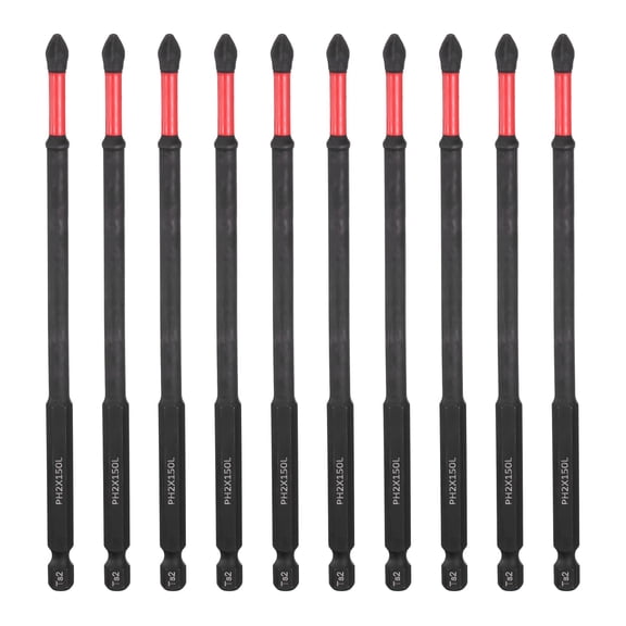 10pcs Impact Phillips Screwdriver Bit PH2 (#2) Anti Slip Tip 1/4" Hex Shank 5" (150mm) Long Magnetic Cross Screw Driver Industrial Power Drill Bits for Remove Fastening Screws