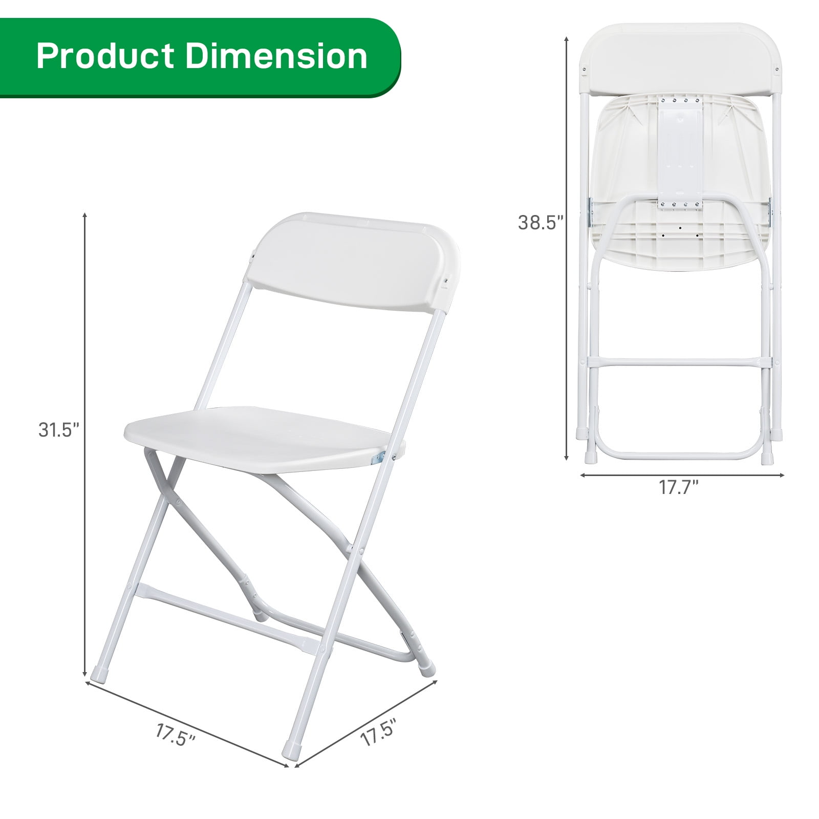 10 Pack White Plastic Folding Utility Chairs with Metal Frame