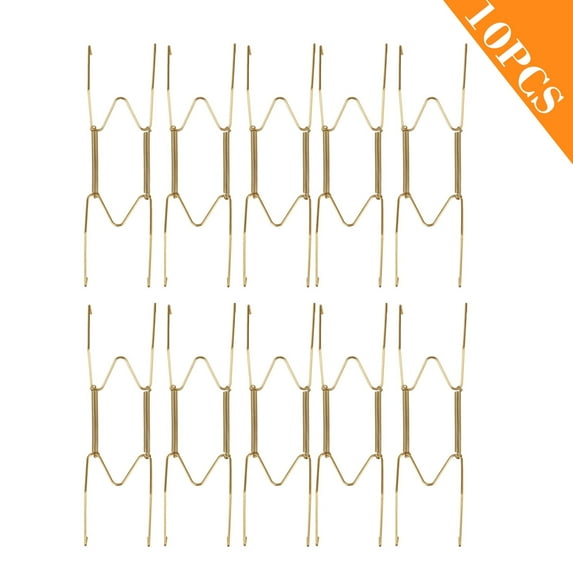 10pcs Invisible Plate Hangers, DISEN Wall Plate Hanger Hook, Stainless Steel Decorative Plate Hangers Display Holders for Antique China, Plates and Arts, Gold