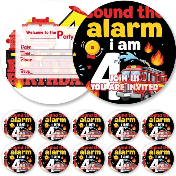 10pcs Invitations Fire Truck 4th Cards Invites Birthday Party Decorations