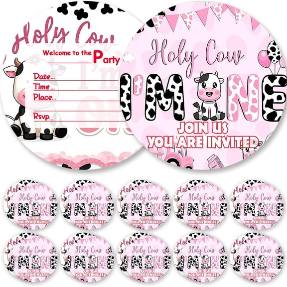 10pcs Invitations Holy Cow 1st First One Cards Invites Birthday Party Decorations