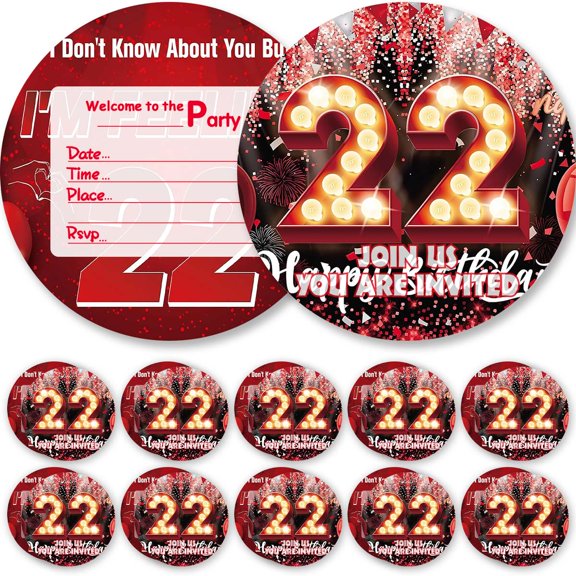 10pcs Invitations I'm Feeling 22 Cards Invites Birthday Party Decorations