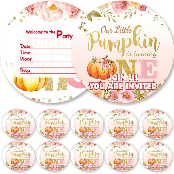 10pcs Invitations Pumpkin First 1st One Cards Invites Birthday Party Decorations