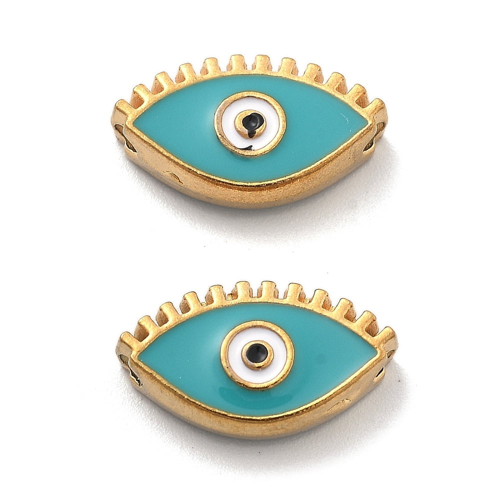 10pcs Ion Plating(IP) 304 Stainless Steel Beads with Enamel Real 18K ...