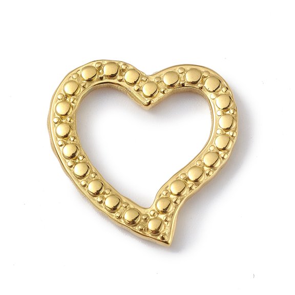 10pcs Ion Plating(IP) 304 Stainless Steel Linking Rings Bumpy Asymmetrical Heart Golden 22x22x2.5mm Inner Diameter: 12x15.5mm