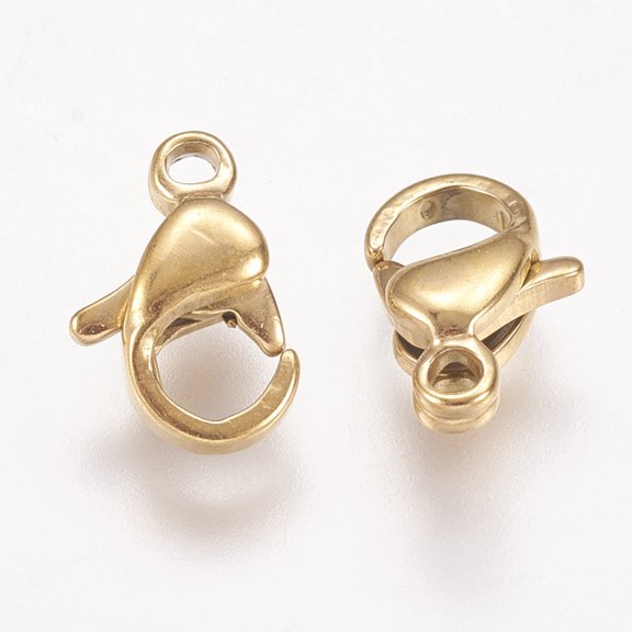 10pcs Ion Plating(IP) 304 Stainless Steel Lobster Claw Clasps Parrot Trigger Clasps Golden 9x6x3mm