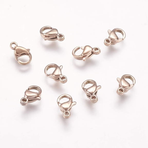 10pcs Ion Plating(IP) 304 Stainless Steel Lobster Claw Clasps Parrot Trigger Clasps Jewelry Making Findings Rose Gold 9x6x3mm