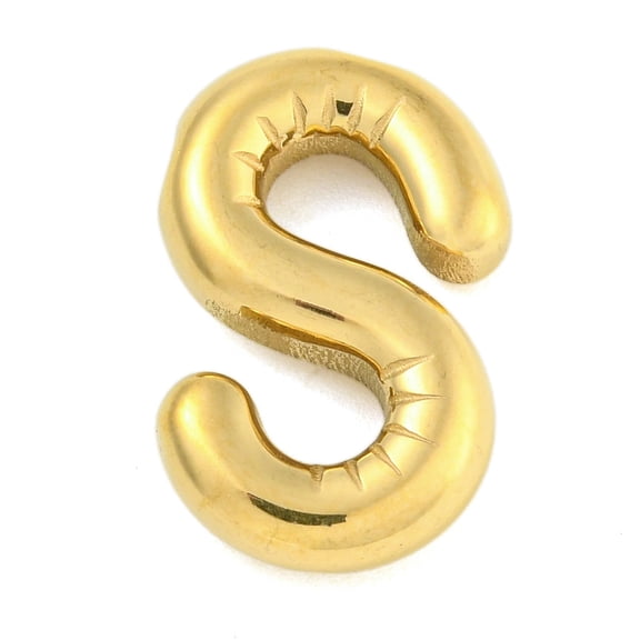 10pcs Ion Plating(IP) 304 Stainless Steel Pendants Balloon Letter Charm Golden Letter S 23.5x15x5mm Hole: 2x1.5mm for Crafting