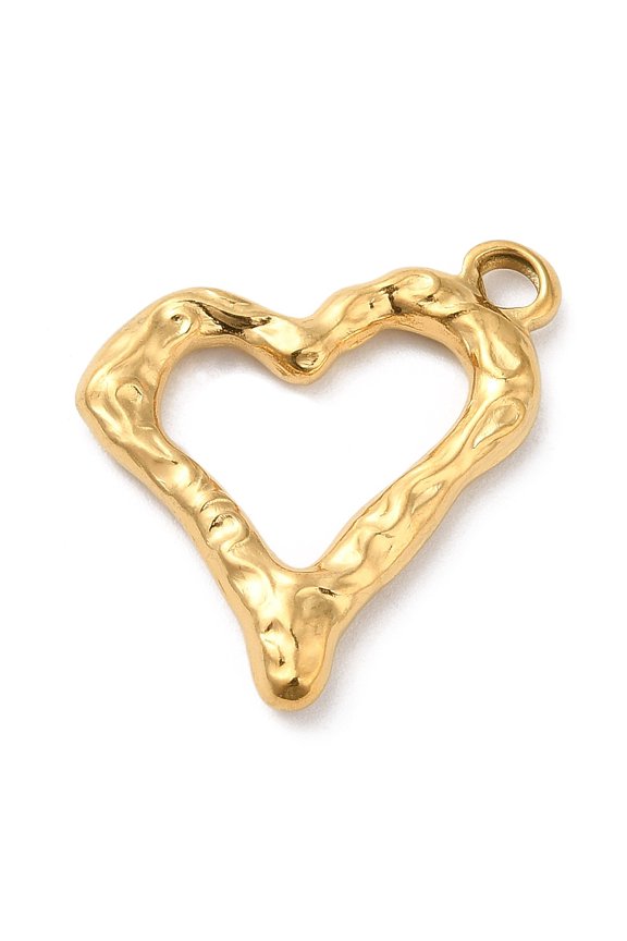 10pcs Ion Plating(IP) 304 Stainless Steel Pendants Heart Charm Golden 21x22x3mm Hole: 2mm