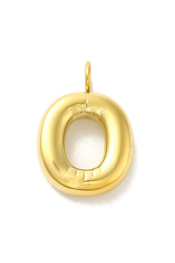 10pcs Ion Plating(IP) 304 Stainless Steel Pendants golden Balloon Letter Puff Initial Letter O 24x16.5x5mm Hole: 4mm