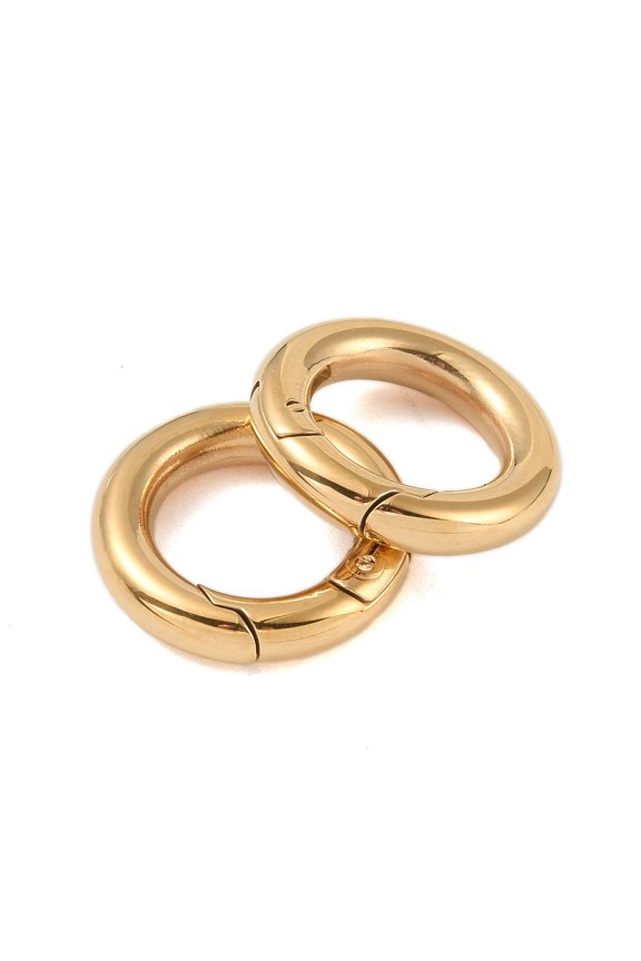 10pcs Ion Plating(IP) 316 Stainless Steel Spring Gate Rings Rings Real 18K golden Plated 18x3.5mm