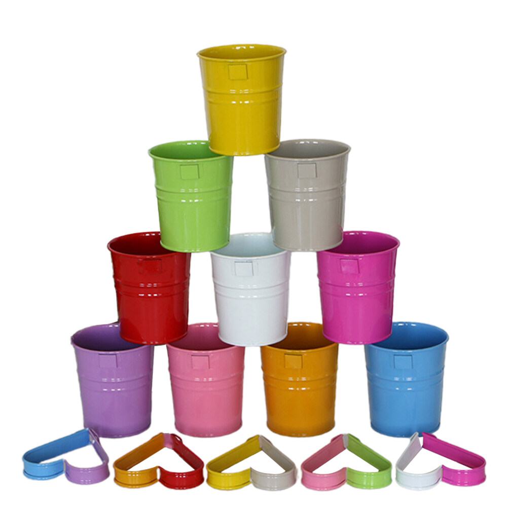 10pcs Iron Flower Bucket Candy Color Small Bucket Flower Pot Removable