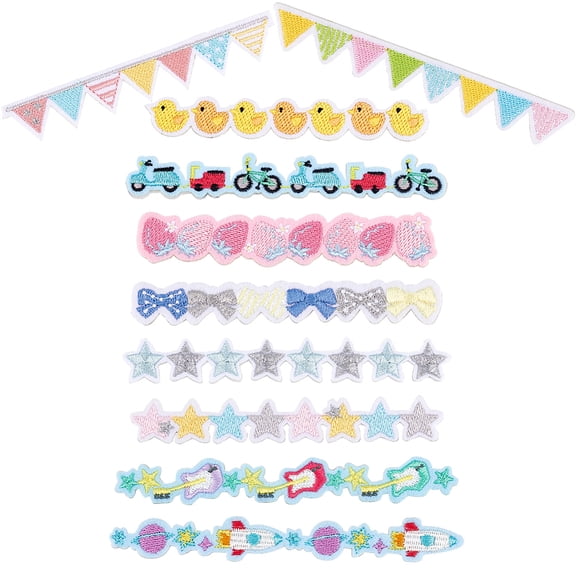 10pcs Iron on Patches 10 Styles Embroidery Clothing Patches Strip Applique Patches Colorful Decorative Repair Patches