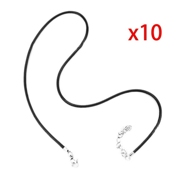 10pcs Jewelry Lobster Clasp Necklace Rope Strap PU Leather Cord Black Lanyard Pendant Cords