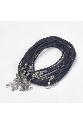 10pcs Jewelry Necklace Cord PVC Cord Black color Iron Clasp and adjustable chain about 2mm thick 16 inch