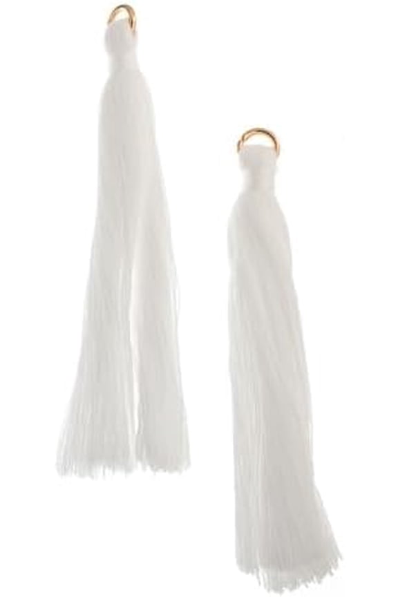 10pcs John Bead 2.25in White Mini Small Craft Poly Cotton Tassels for DIY Crafts Making Earring Keychain Fringe Pendants Bookmark Bag Hanging Curtain Decoration