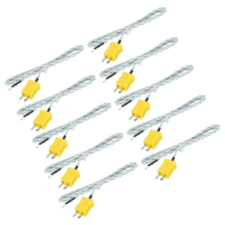 10pcs K Type Thermocouple Mini Connector Temperature Sensor Fiberglass 3.3ft -50 to 400°C(-58 to 752°F)
