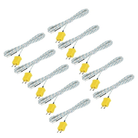 10pcs K Type Thermocouple Mini Connector Temperature Sensor Fiberglass 6.6ft -50 to 400°C(-58 to 752°F)