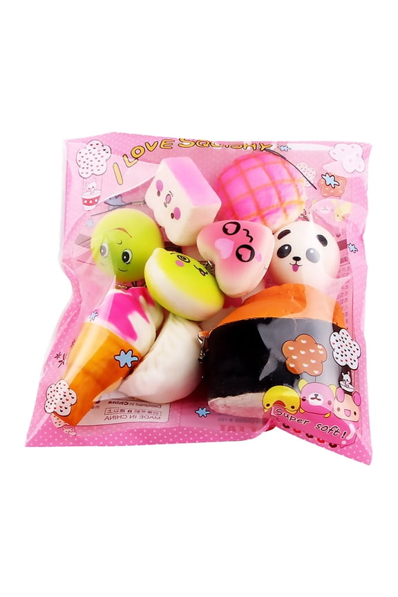 10pcs Kawaii Squishy Bread Toy Set - Slow Rising Stress Relief Keychain | Mini Food Fidget Toys for Kids & Adults
