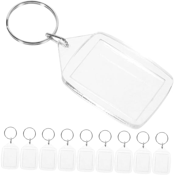 10pcs Keychain Blanks for Photo Frames Lightweight Transparent Keyring Holders Custom Pictures and Bag Decorations