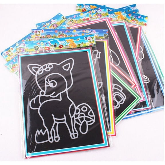 10pcs For Kids Creative Learning Toy Coloring Books Cards Stickers Educational Toy Colored Scratch Paper Magic Scratch Drawing Board Magic Doodle Board 10PCS 10PCS