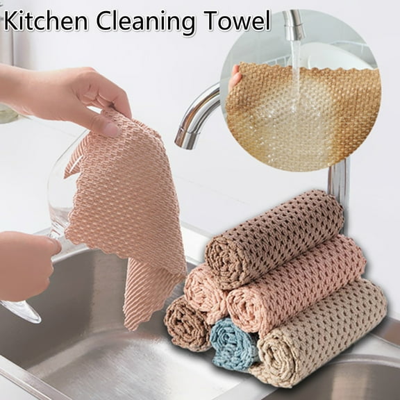 10pcs Kitchen Anti-grease Wiping Rags Household  Efficient Super Absorbent Microfiber Cleaning Cloth Home Washing Dish Clean Towel