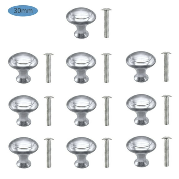 10pcs Kitchen Cabinet Knobs Pulls, Brushed Nickel Cabinet Knobs, Drawer Dresser Handles Cupboard Door Heavy Knobs, Kitchen Cabinet Hardware with Screws for Bathroom Drawer, Silver