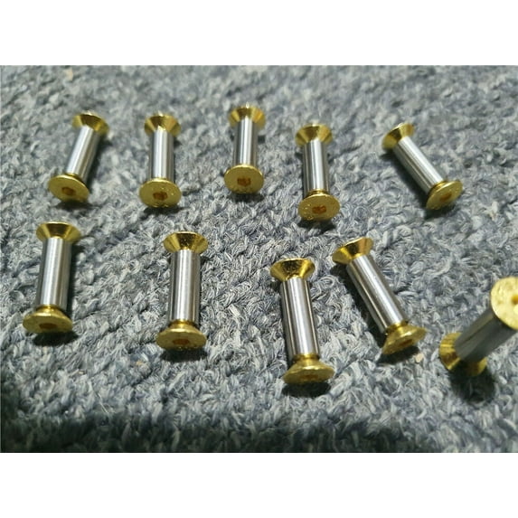 10pcs Knife Handle Bolt Rivets Screw Fastener Nut Flat Hex Head Gold
