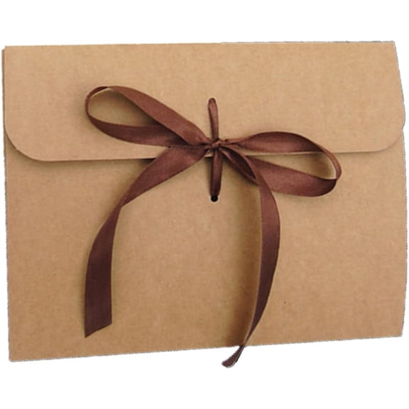 10pcs Kraft Gift Card Envelope Boxes With Ribbon Rectangle Present Envelope Boxes RetroTextured Cardboard Greeting Cards Envelopes Solid Color Party Invitation Envelopes For Wedding Birthday Business