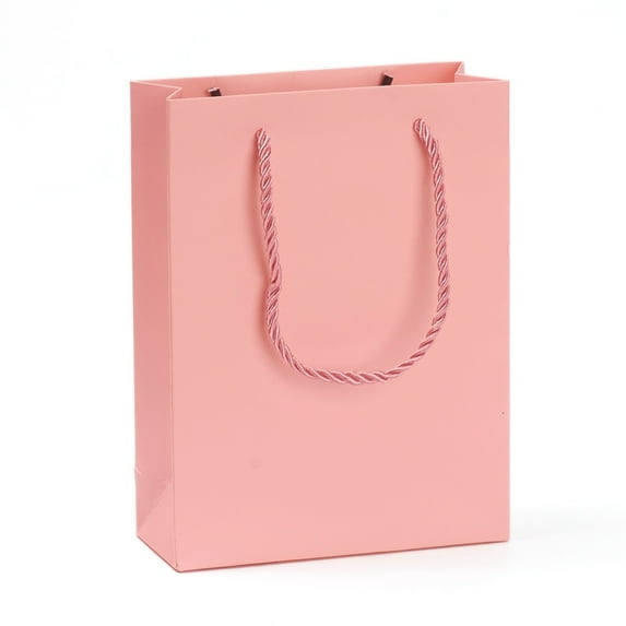 10pcs Kraft Paper Bags Gift Bags Shopping Bags Wedding Bags Rectangle with Handles Pink 20x15.1x6.15cmDIY