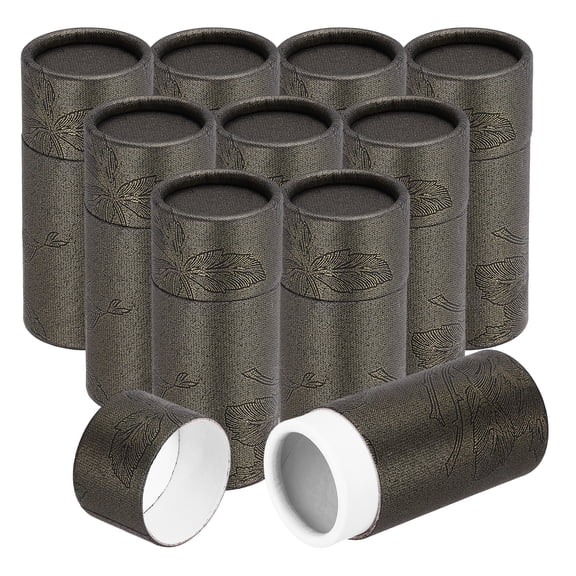 10pcs Kraft Paperboard Tubes, 10ml Empty Round Cardboard Box Gift Packing Box Tube Container for Essential Oil Bottle Packaging Crafts Pencils Tea Caddy Coffee Cosmetic, Black Gold