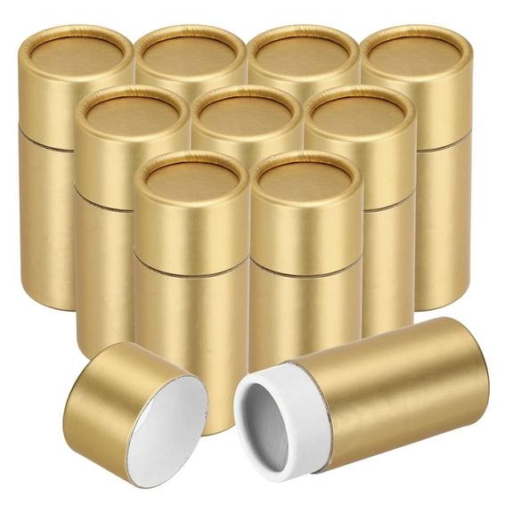10pcs Kraft Paperboard Tubes, 10ml Empty Round Cardboard Box Gift Packing Box Tube Container for Essential Oil Bottle Packaging Crafts Pencils Tea Caddy Coffee Cosmetic, Gold