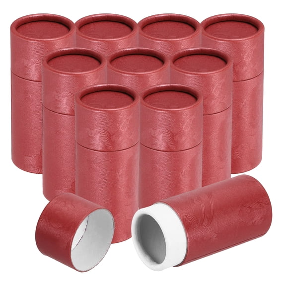 10pcs Kraft Paperboard Tubes, 10ml Empty Round Cardboard Box Gift Packing Box Tube Container for Essential Oil Bottle Packaging Crafts Pencils Tea Caddy Coffee Cosmetic, Red