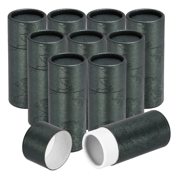10pcs Kraft Paperboard Tubes, 10ml Empty Round Cardboard Box Gift Packing Box Tube Container for Essential Oil Bottle Packaging Crafts Pencils Tea Caddy Coffee Cosmetic, Dark Green