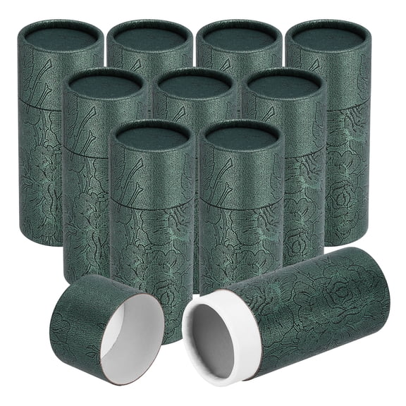 10pcs Kraft Paperboard Tubes, 30ml Empty Round Cardboard Box Gift Packing Box Tube Container for Essential Oil Bottle Packaging Crafts Pencils Tea Caddy Coffee Cosmetic, Dark Green