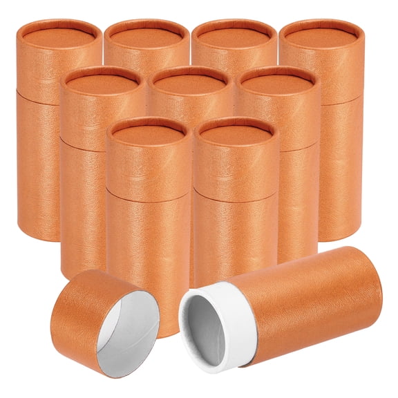10pcs Kraft Paperboard Tubes, 30ml Empty Round Cardboard Box Gift Packing Box Tube Container for Essential Oil Bottle Packaging Crafts Pencils Tea Caddy Coffee Cosmetic, Orange