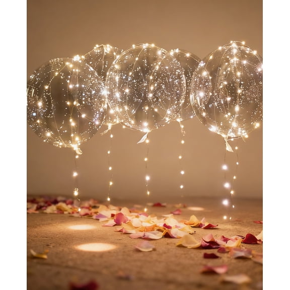10pcs LED Lighting Transparent Balloons, 20 inches - Suitable For Wedding, Bachelor Party, Anniversary, Birthday, Wedding Decoration, Scene Layout, Transparent Bubble Helium Balloons, Glow Party, Rom