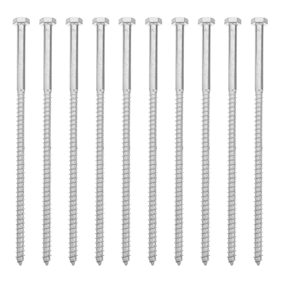 10pcs Lag Screws M8x205mm - Hex Head Lag Bolts for Wood to Concrete Fixings - Heavy Duty Railway Sleeper Bolts - Self-Tapping Timber Screws for Mounting