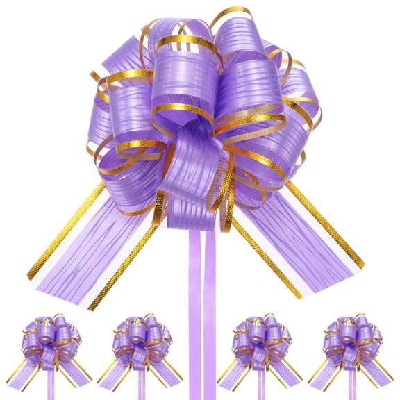 10pcs Large Pull Bow 6 Inch Flower Bows for Wedding Baskets, Purple