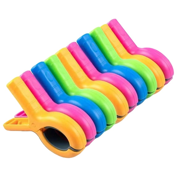 10pcs Large Windproof Plastic Laundry Clips, Random Color Clothes Drying Pegs