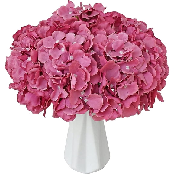 10pcs Light Blue Fake Flowers Hydrangea Heads Silk Flowers with Stems for Mother's Day Easter Home Kitchen Wedding Decorations (vase not Include)