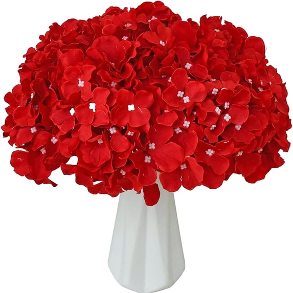 10pcs Light Blue Fake Flowers Hydrangea Heads Silk Flowers with Stems for Mother's Day Easter Home Kitchen Wedding Decorations (vase not Include)