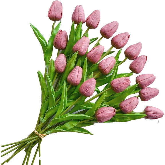 10pcs Light Purple Artificial Tulip Flowers with Soft Latex Materials for Home & Kitchen Decoration