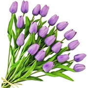 10pcs Light Purple Artificial Tulip Flowers with Soft Latex Materials for Home & Kitchen Decoration